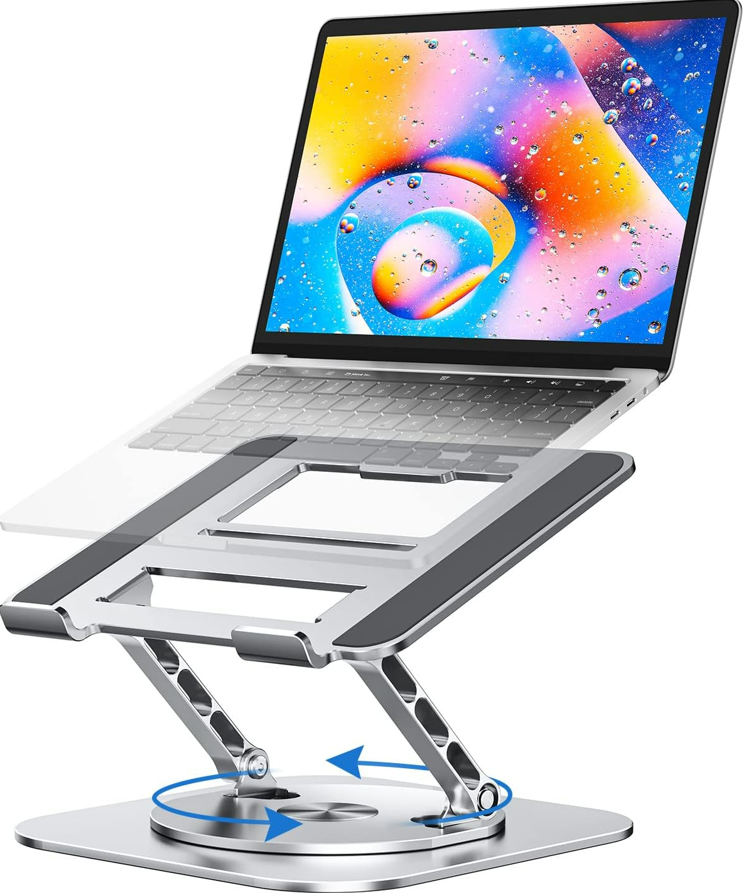 Ergonomic Aluminum Laptop Stand on Minimalist Desk Setup